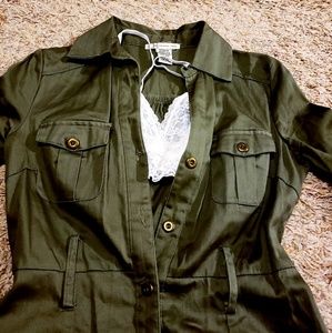 Army green military shirt dress
